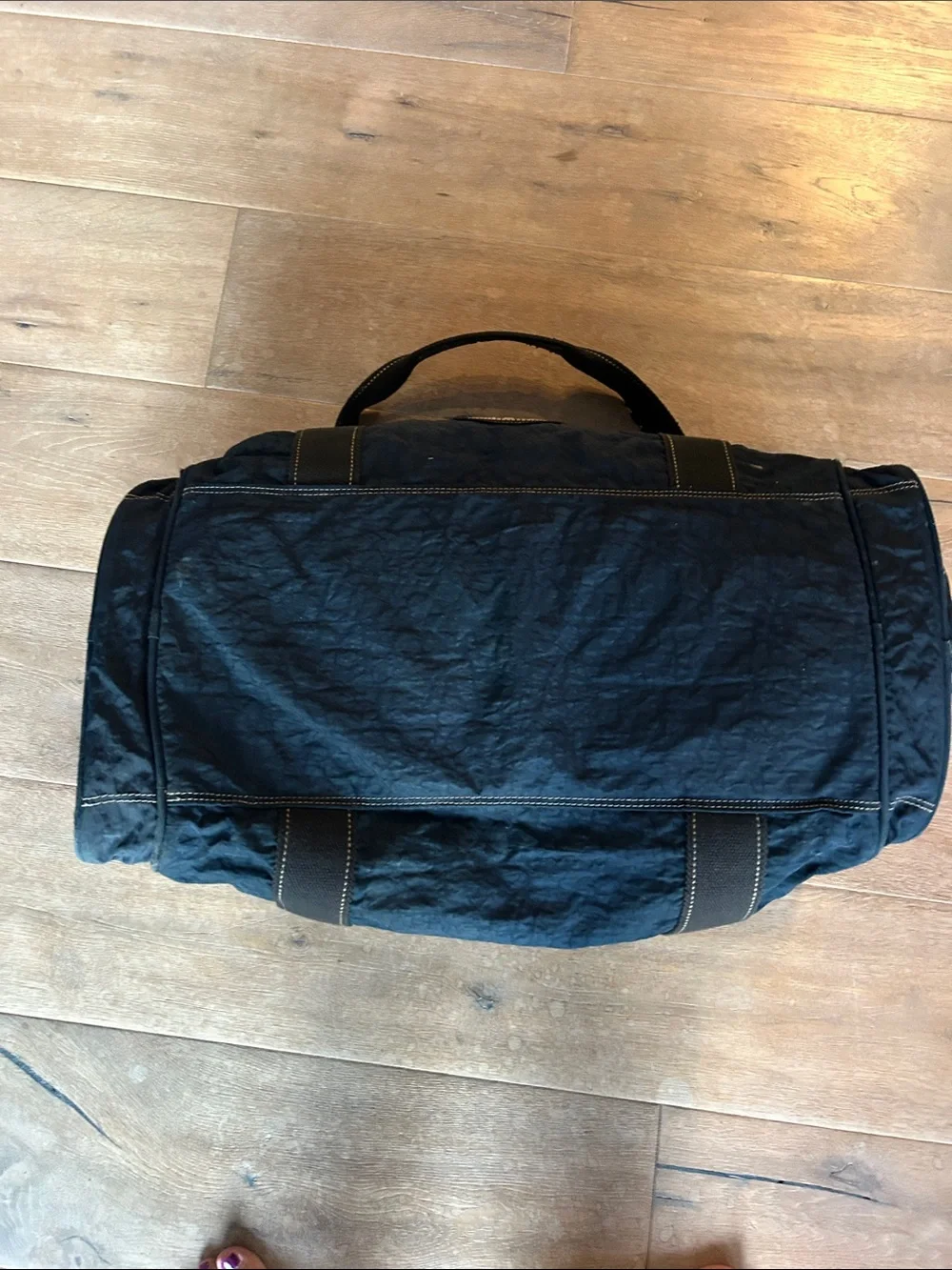 Black Men's Canvas Duffel Bag with Shoulder Strap